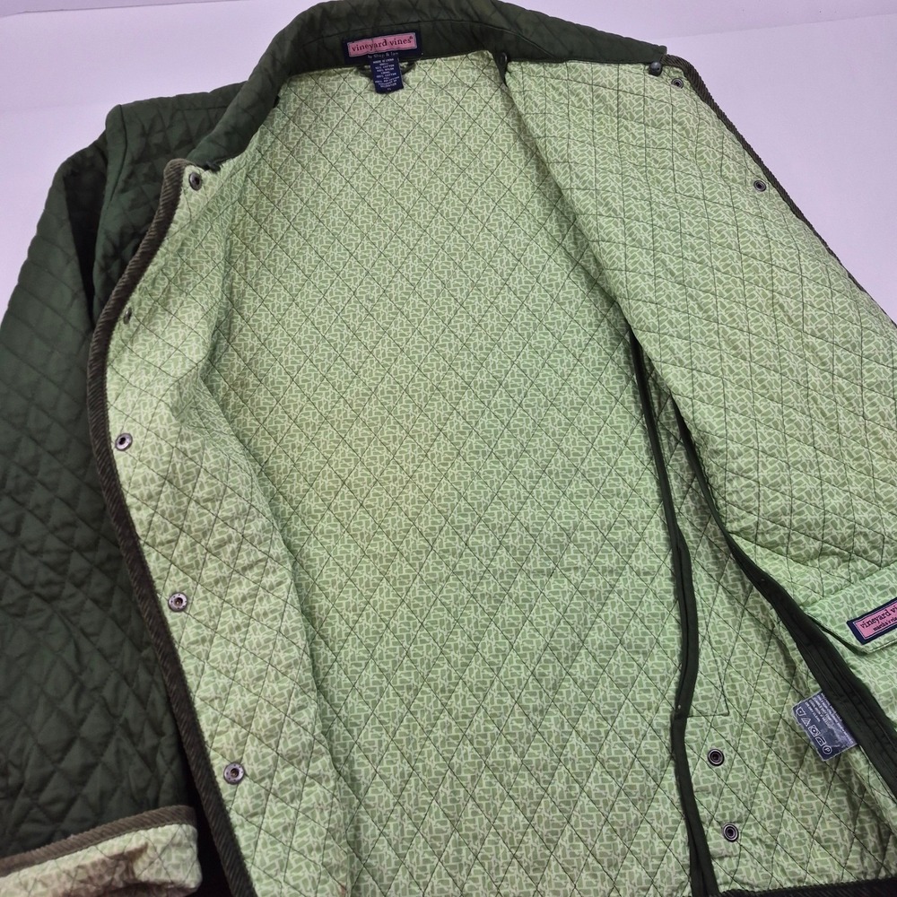 Vineyard Vines Olive Green Quilted Barn Chore Jacket Women's XL Button Up Coat - Picture 10 of 16